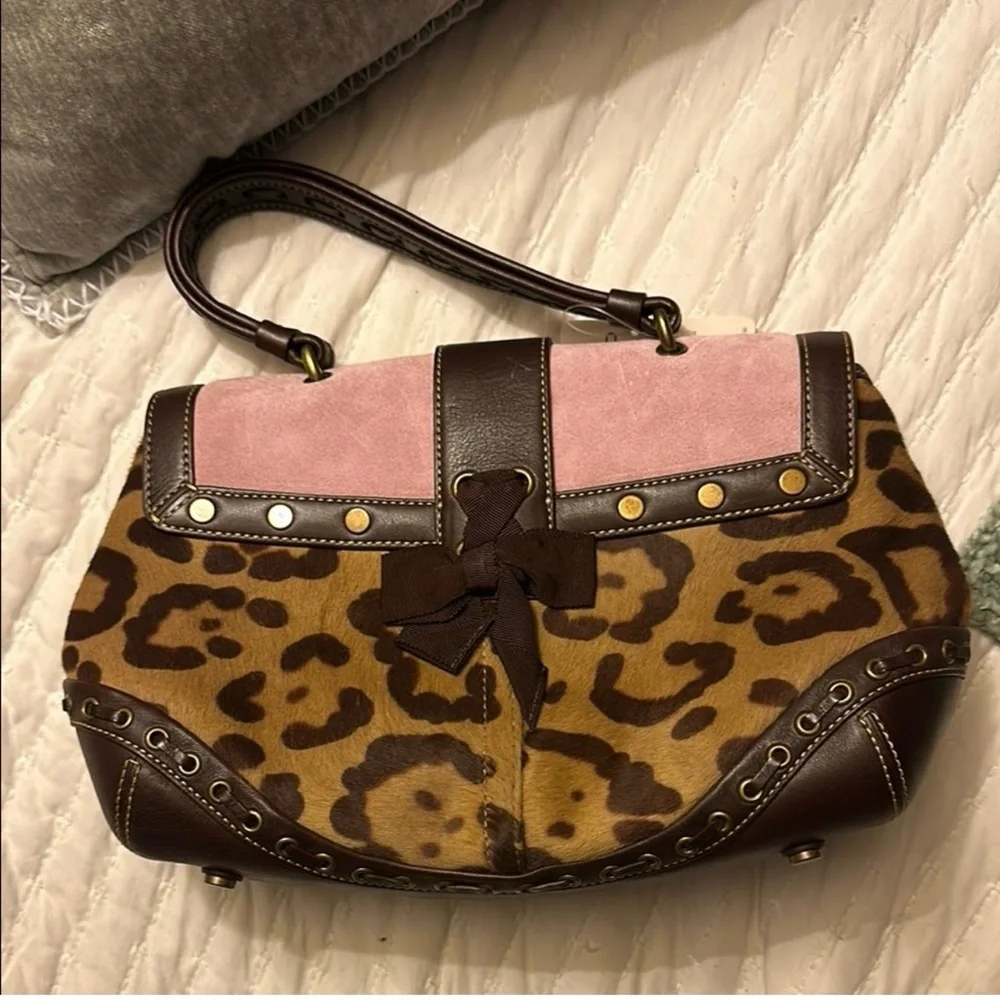 Coach Suede Madison Leopard Print Bag - Picture 3 of 5